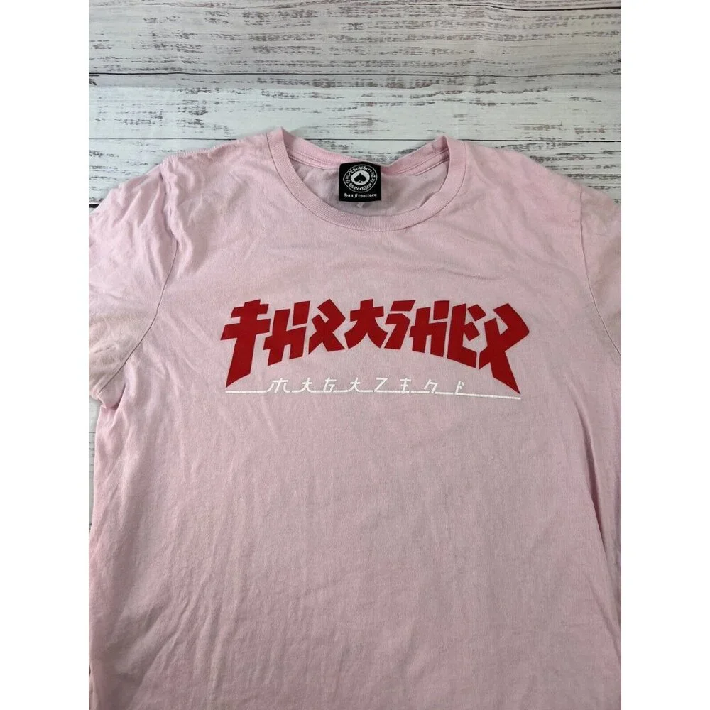 Thrasher Magazine Godzilla Logo Light Pink Womens Skateboard T-Shirt Size L - Picture 7 of 10